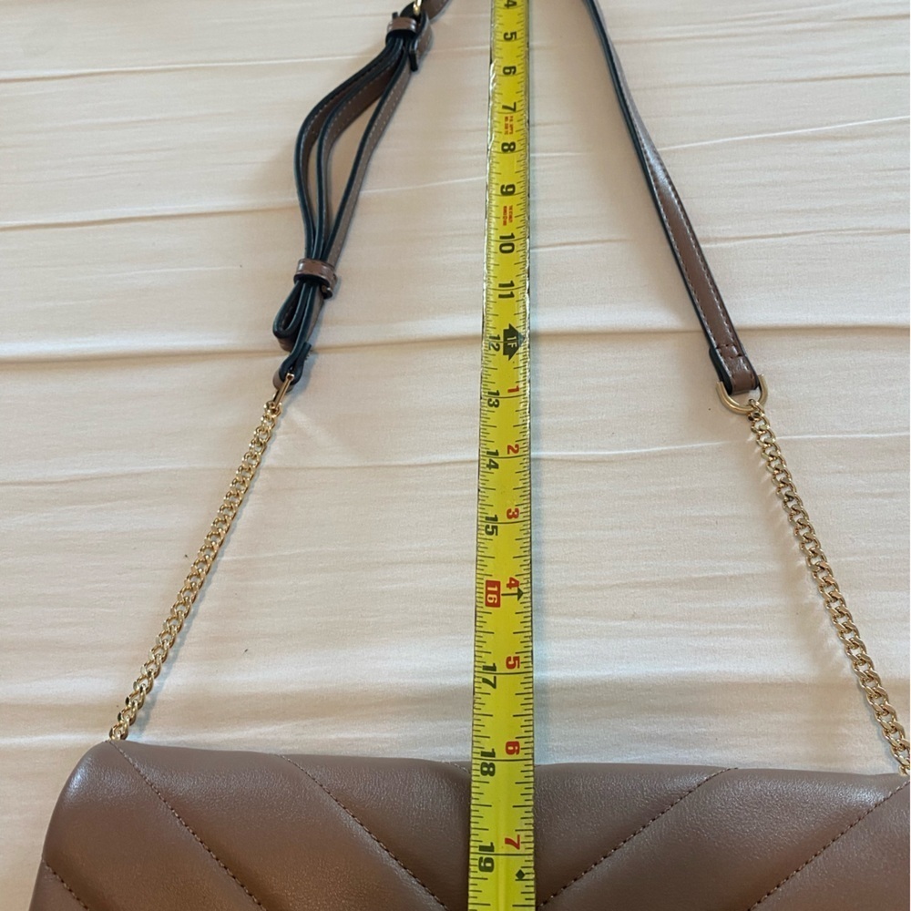 NWOT A New Day Quilted Satchel Handbag with chain crossbody brown tan neutral - Picture 7 of 8